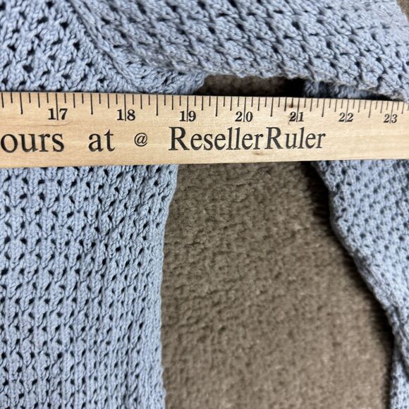 J Jill Sweater Womens Small Blue‎ Knit Lace Up Pullover Lightweight 100% Cotton - Picture 6 of 10